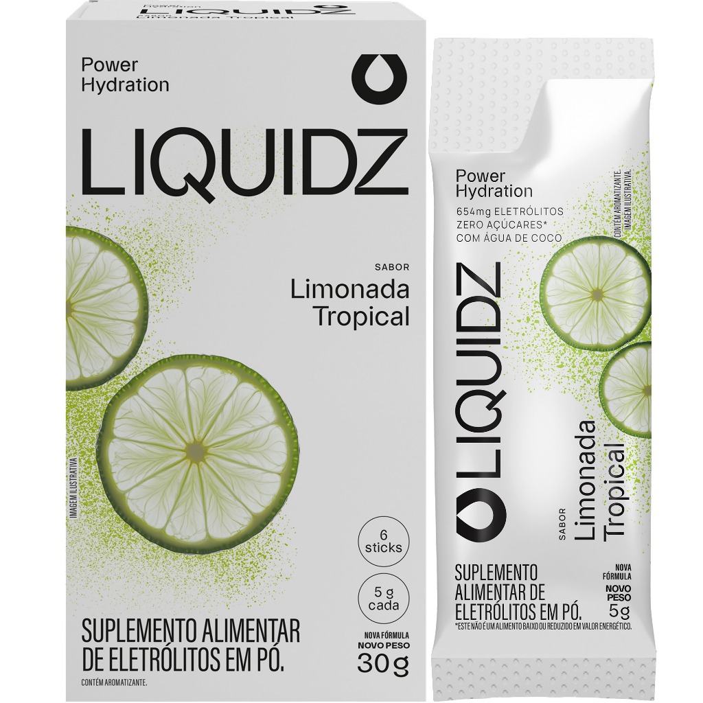 LIQUIDZ® - Eletrólitos Zero Açúcares - Sabor Limonada Tropical