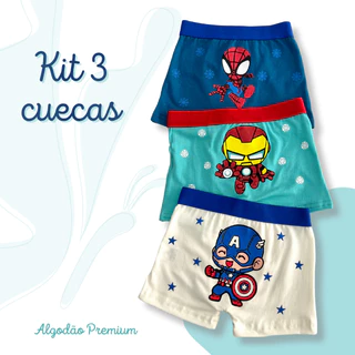 Kit Cuecas Infantis de Algodão, 2 unidades e 3 unidades, Cotton Premium - Estampas Sortidas Personagens