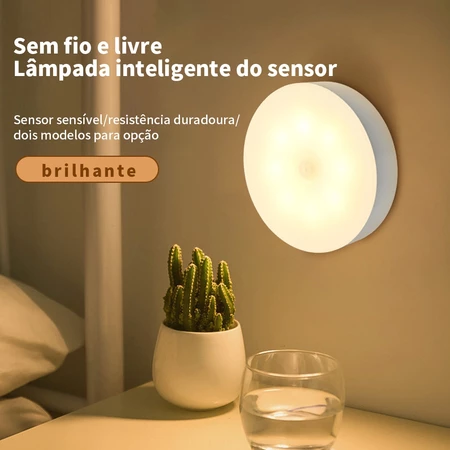 Luminária Luz LED Sensor de Movimento Magnética USB Recarregável Sem Fio com-Duas cores Lâmpada Noturna