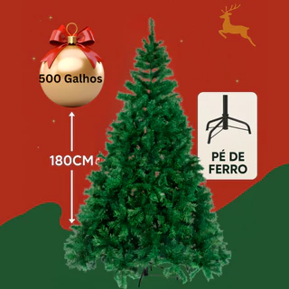 Arvore Natal 180 CM 500 Galhos Decoração Natalina Luxo Cheia Pinheiro Verde Barata