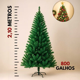 Árvore De Natal Pinheiro 210cm 600 Galhos Cheia Premium Verde
