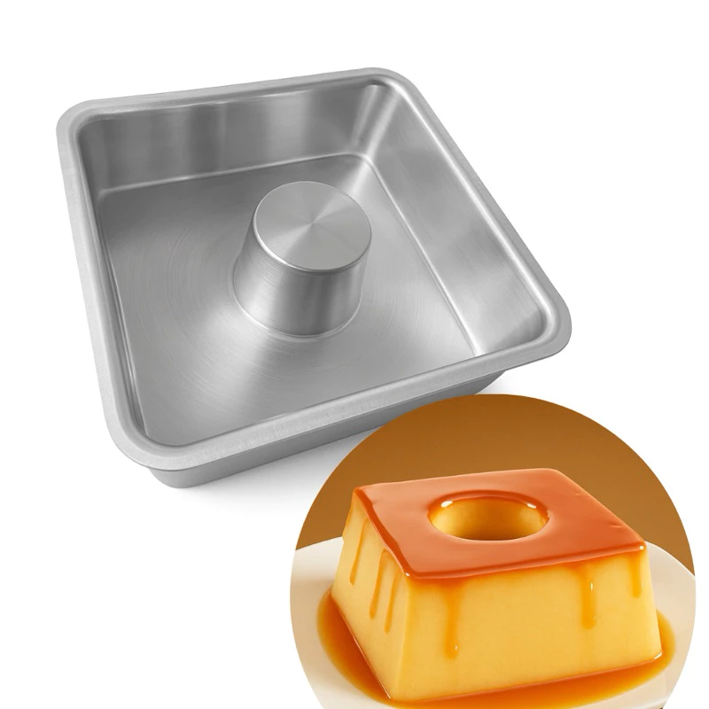 Forma Suiça Quadrada – para Pudim, Bolo, Cuscuz, etc, em aluminio, tamanho 20x7