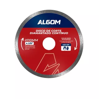 Disco De Corte Diamantado Continuo 110mm X 20mm Algom em Oferta na Shopee