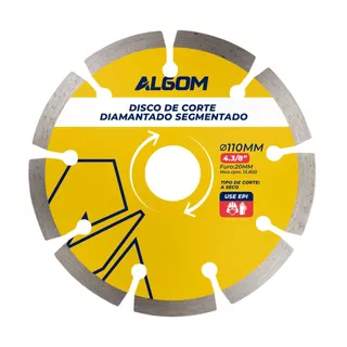 Disco De Corte Diamantado Segmentado 110mm X 20mm Algom em Oferta na Shopee