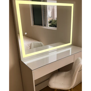 Espelho LED 3 Cores Grande Retangular 60/70/80cm x 120cm Decorativo Fácil Instalação