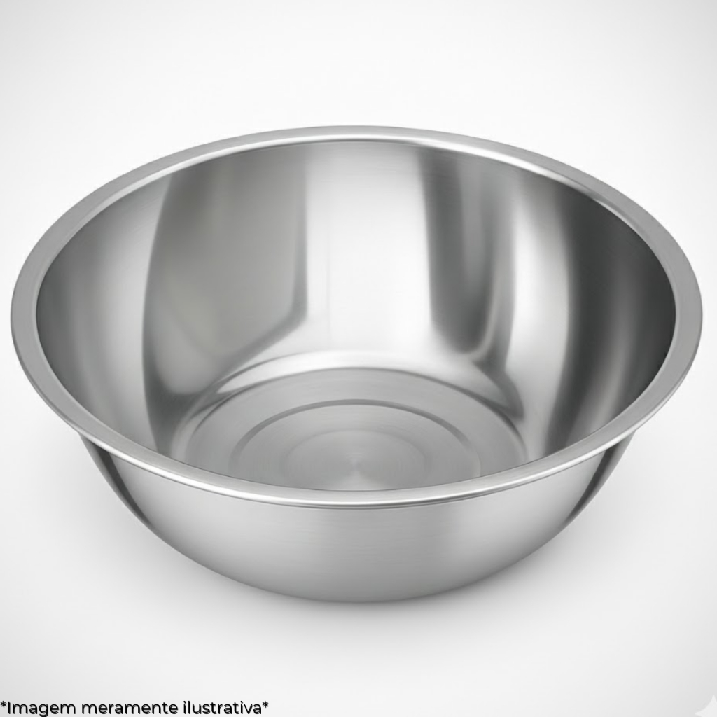Tigela Bacia Bowl Uny Home em Aço Inox Grande 40cm 10 Litros