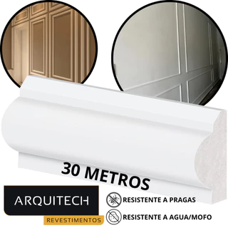 Kit 30 Metros Rodameio Boiserie 3cm Poliestireno Virgem Moldura Decoração Original Arquitech 1 Metro em Oferta na Shopee