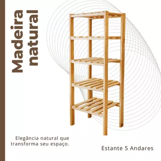 Estante Organizadora Multiuso 5 Prateleiras Madeira Pinus Resistente 120x40x40cm