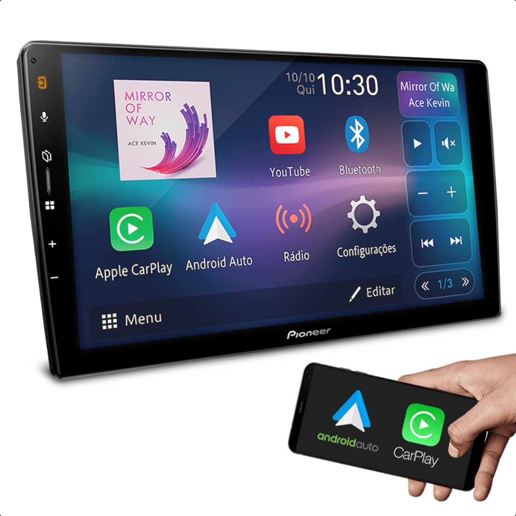 Som Multimidia Pioneer 9 Polegadas 2 Din Carplay Android Auto Sem Fio ...