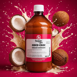 Essência Emulsão Saborizante Alimentício 960ml Côco Aroma Sabor Confeitaria Bolos Massas Recheios