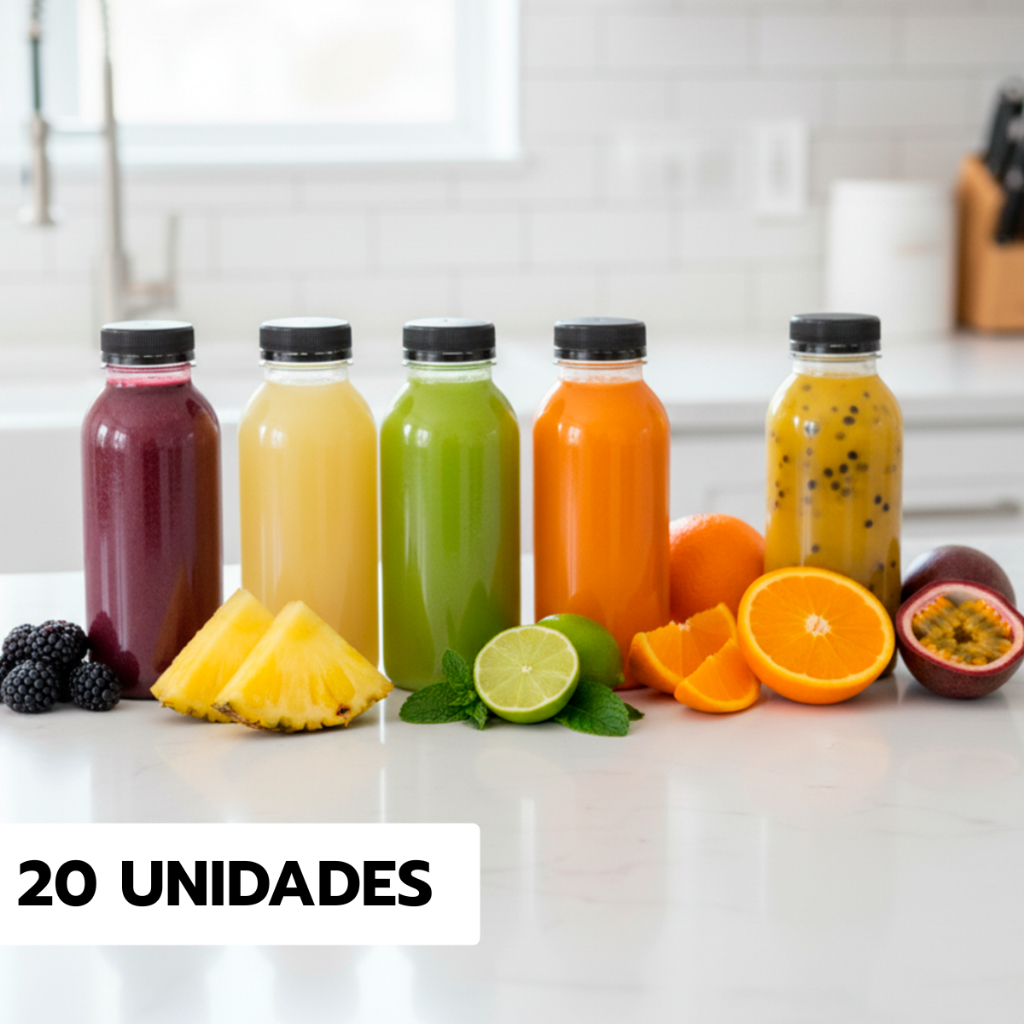 20 Garrafas Pet Descartáveis 300ml para Sucos Caldo de Cana Suco Detox ...