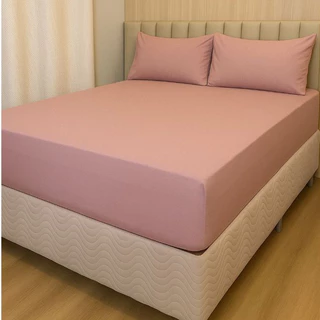 Jogo de Lençol Cama Casal/Queen Liso 3pç C/Elástico Micropercal 500 Fios Toque Macio de Algodão em Oferta na Shopee