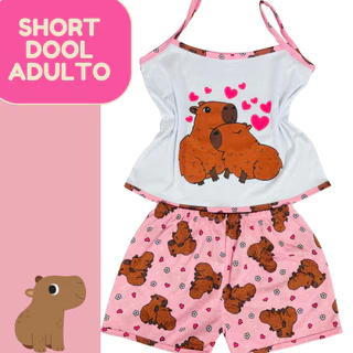 Pijama feminino adulto alcinha da capivara Verão Roupa de dormir Baby Doll Short Dool em Oferta na Shopee