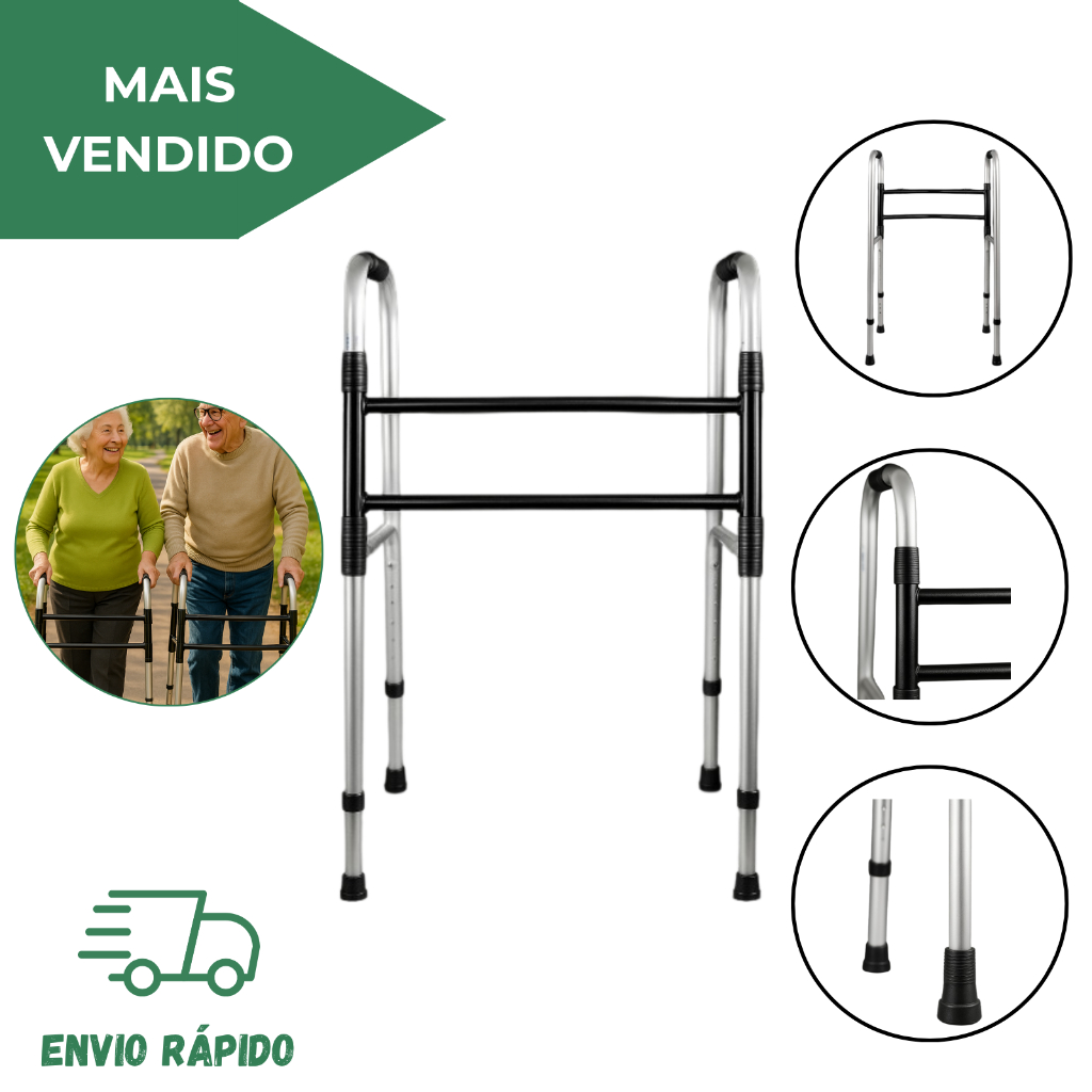 Andador Para Idoso Regulável Dobrável Até 100kg Super Leve Com Anvisa e ...