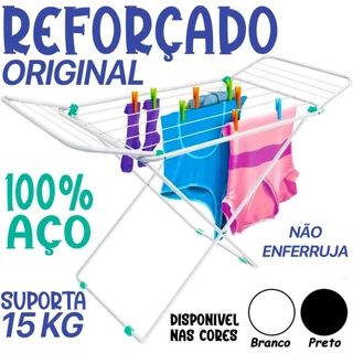 Varal de Chão com Abas Reforçado Aço Dobrável Miami Branco ou Preto Cortelux em Oferta na Shopee