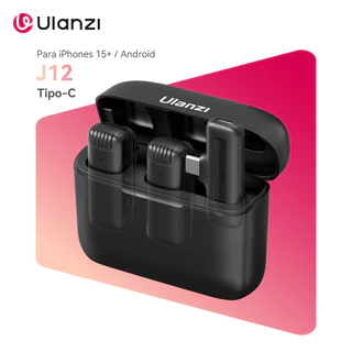 ULANZI J12 Microfone Lavalier sem fio para iPhone iPad e Android, microfone 2 em 1 Plug-Play