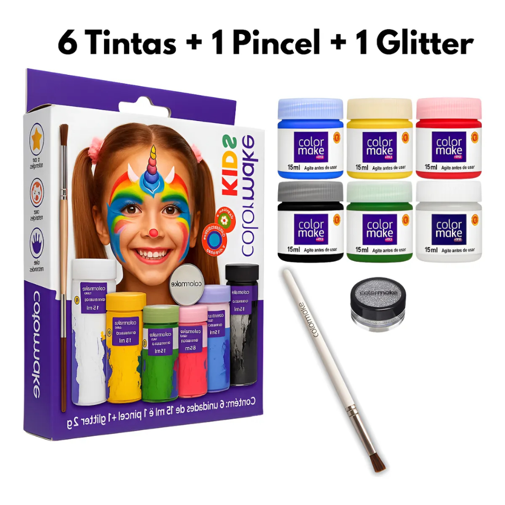 Kit 06 Tintas Pintura Rosto Facial Festa Teatro Halloween Infantil ...