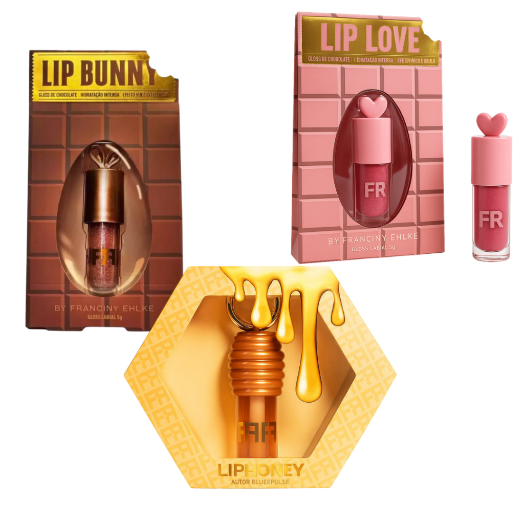 Kit Gloss Franciny Ehlke Lip Honey + Lip Bunny + Lip Love Hidratação e ...
