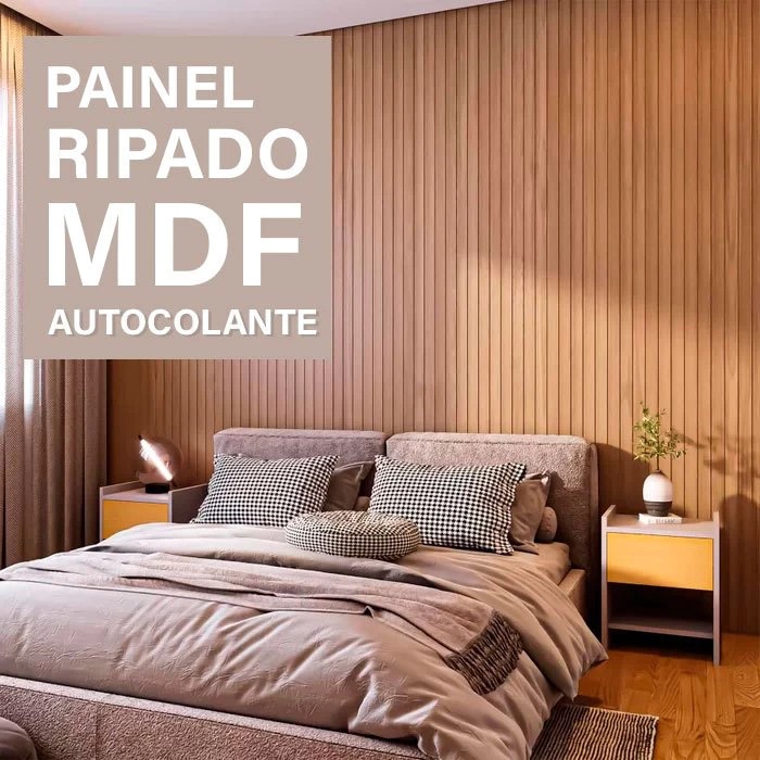 KIT 100 Placas Ripado MDF Autocolante | 45x11cm - Revestimento Decorativo Sem Obra - ENVIO IMEDIATO