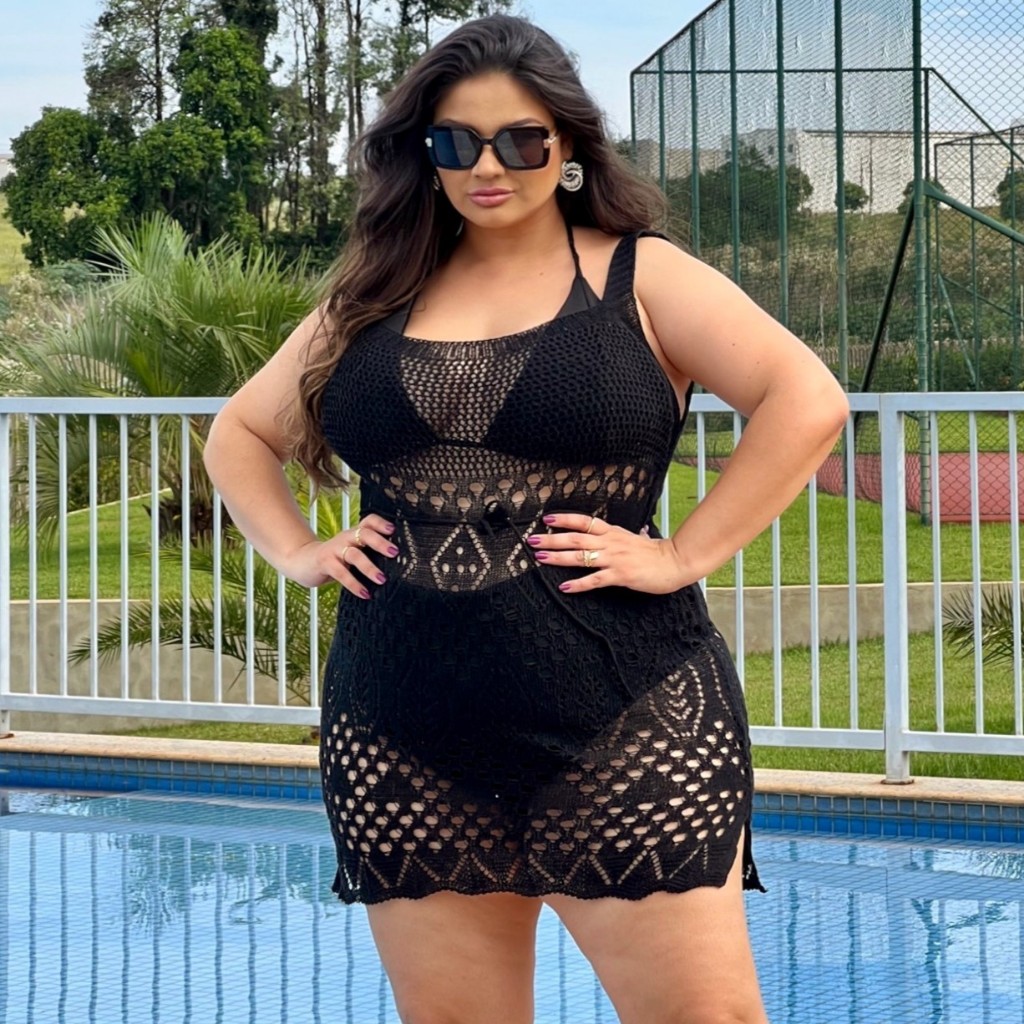 Saida de Praia Alcinha Plus Size Trabalhada Verao Banho Moda | Shopee ...