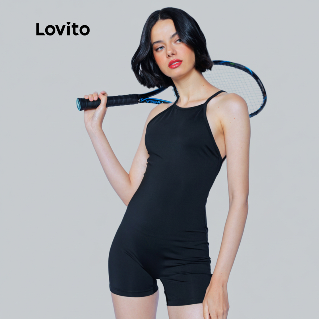 Lovito Macacão Feminino Curto Esportivo LB346BRL375