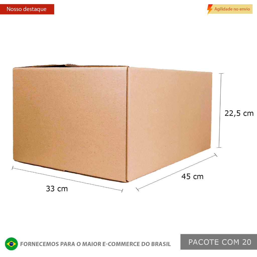 20 Caixas de Papelão 45x33x22 – L0