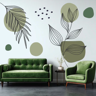 Papel De Parede Decorativo Moderno Boho Adesivo Floral Bolas Verde Sala Quarto Escritório