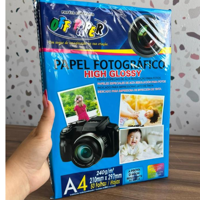Papel Fotográfico High Glossy 50 Folhas 240gm² Alta Resolução Para ...