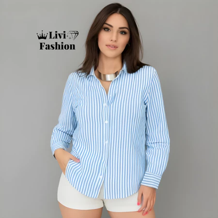 Camisa listrada feminina em crepe premium