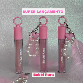 Lip Gloss Chaveiro Bobbi Rara Super Lançamento Glitter | Brilho Labial Hidratante| com Pérolas e Pena, Acessório