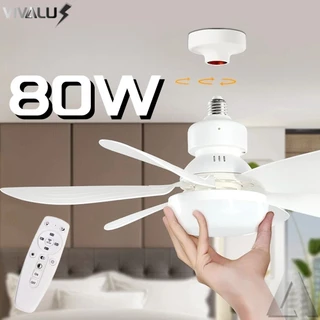 Ventilador Luminária Led 6 Pás Lâmpada Soquete Bocal E27 Teto 3 Cores Luz Branco Amarelo Contróle