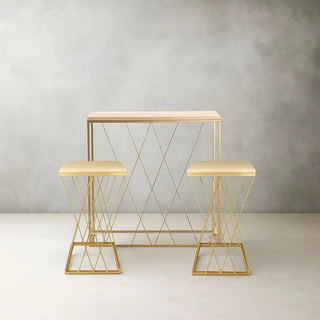Kit De Mesa Treliça Dourada 1 G e 2 P Com 3 Peças Decoração Festa