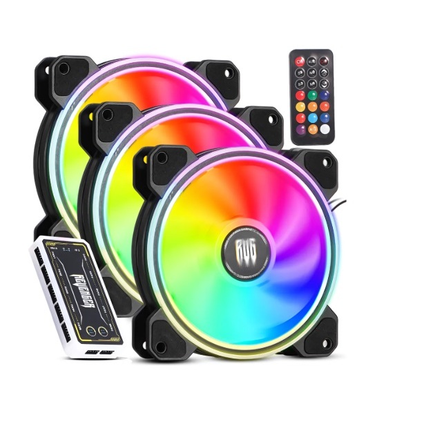Kit 3 Cooler Fan 120mm Rgb Gabinete Controlador Hub Controle
