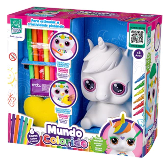 Unicórnio Para Pintar Mundo Colorido com Canetinhas Vinil Fácil de Lavar