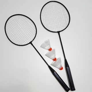 Kit Badminton Completo com 2 Raquetes e 3 Petecas Esporte e Diversão