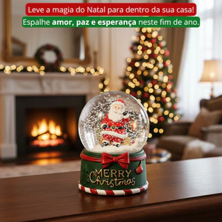 Globo De Neve Natalino Led Papai Noel Decorativo Enfeite Flocos de Neve Enfeite