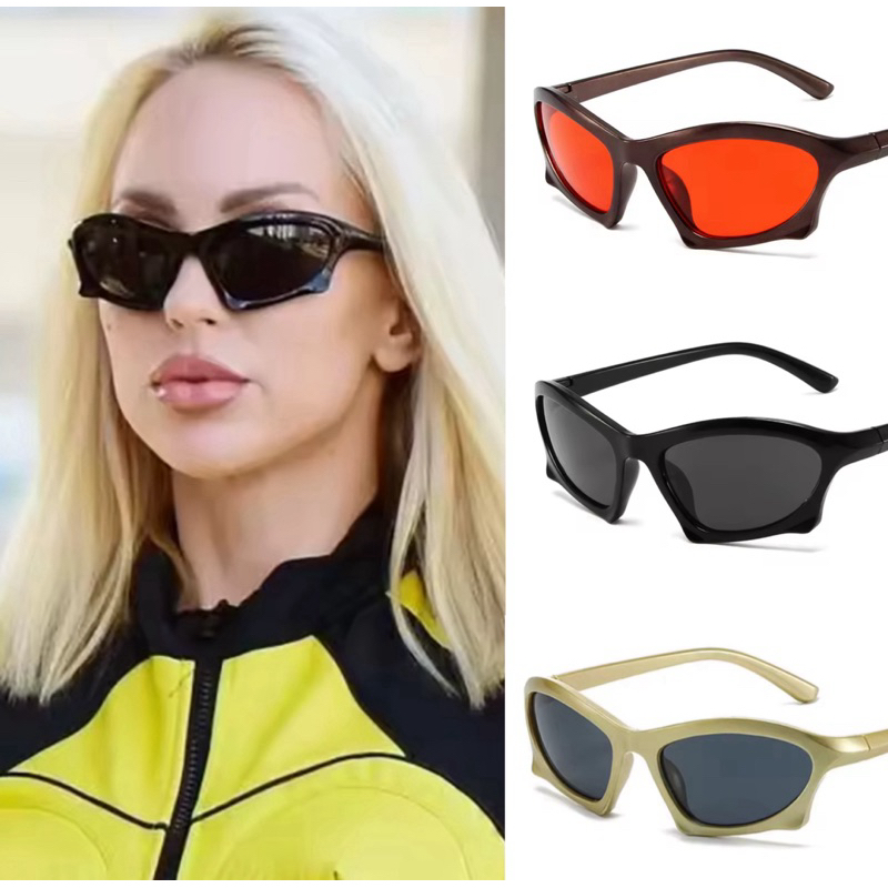 Óculos de Sol Y2K Futurista Zago Ciclista Preto Unissex UV400 | Shopee ...