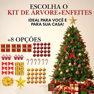 Árvore de Natal Verde Pequena e Grande - Escolha o Kit e o Tamanho - 90cm/120cm/150cm/180cm Decorada