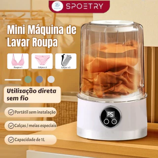 Máquina de Lavar Roupa Mini Portátil Lavadora Compacta para Roupas Íntimas e Bebê Automática 1000ml