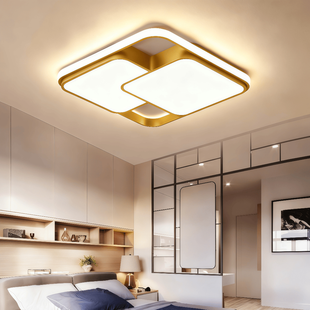 Luminária de LED de Sobrepor Quadrada Bivolt 3 Cores Com Luz Central ...