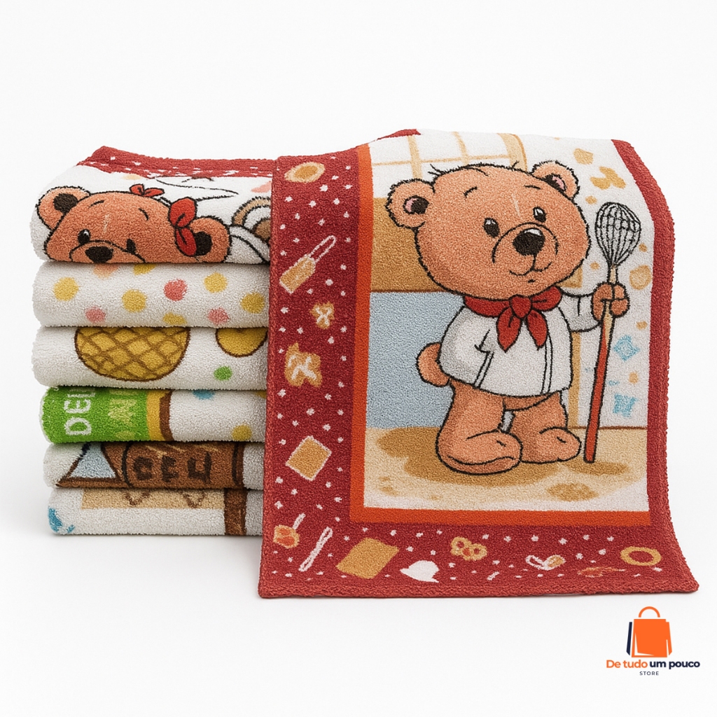 Kit de Panos De Prato Copa Cozinha Felpudo 41x64cm ou 35x55cm Atoalhado