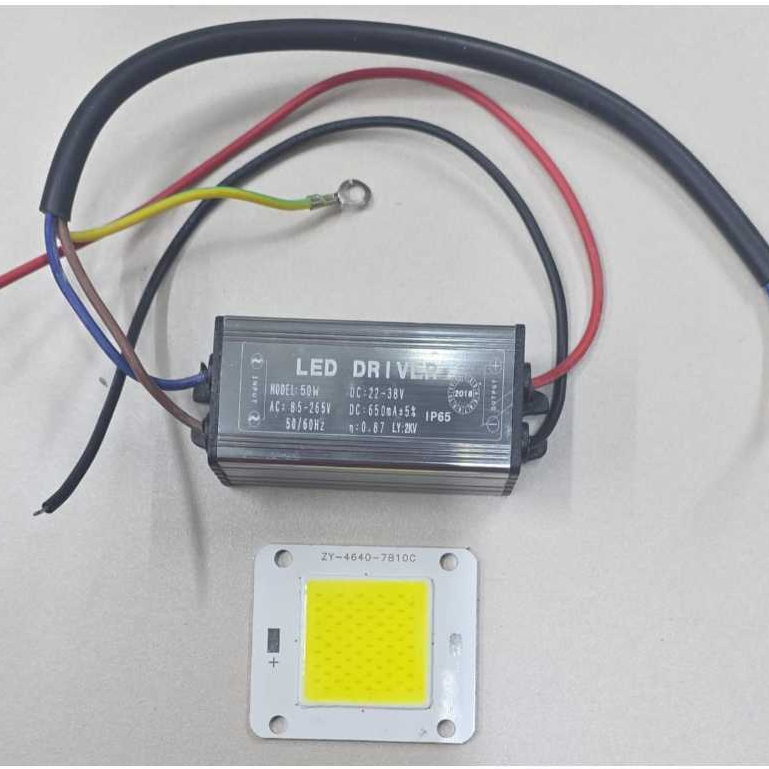 Driver Reator IP65 + Chip Led 50W Refletor Bivolt Branco Frio Pronta ...