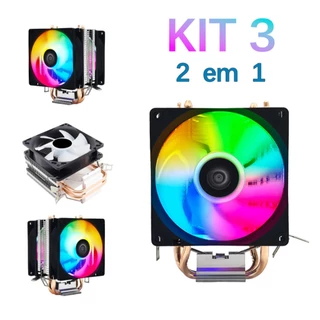 Cooler para Processador Duas Fans Intel/AMD RGB G-VR342 KUNP CPU 12V, 2100 RPM 3-Pin