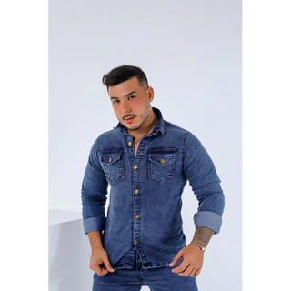 jaqueta jeans com Lycra