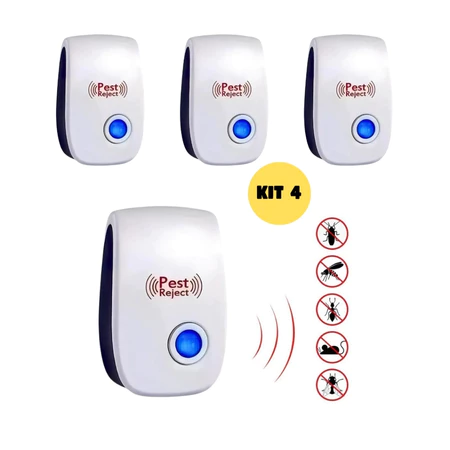 KIT Repelente Eletrônico Ultrassônico Mosca Pernilongos Baratas Morcegos