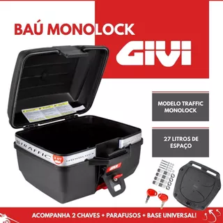 Bauleto Universal 27 Litros Givi E27m Monolock Traffic Preto
