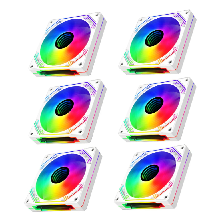 Kit 6 Fan Ventoinha Cooler Pc Hayom Argb C/ Controle