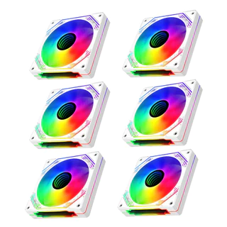 Kit 6 Fan Ventoinha Cooler Pc Hayom Argb C/ Controle