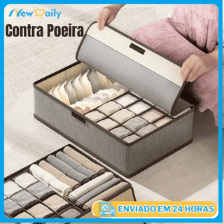 Organizador De Gaveta 13/17 Divisórias com Tampa Dobrável Antipoeira Para Peças Intimas Meias OG-16-ND/OG-17-ND