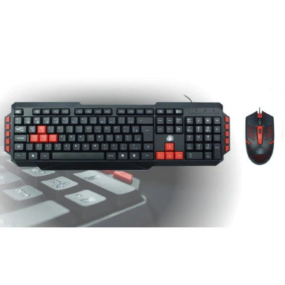 Kit Teclado E Mouse Gamer Vermelho e Preto Start 2.0 KG-03R